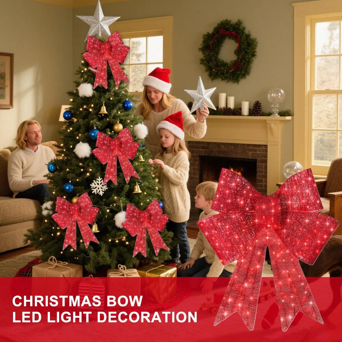 DolphinLuxeHome™ LED Christmas Bow